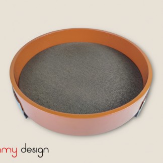 Orange round lacquer tray 21,5*21,5*H6cm